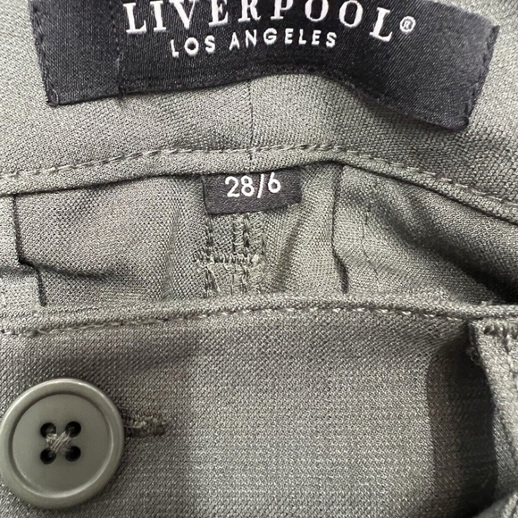 Liverpool Crop Pants Green Belted Slash Pockets Faux Back Pockets Womens 28/6 - Picture 3 of 14